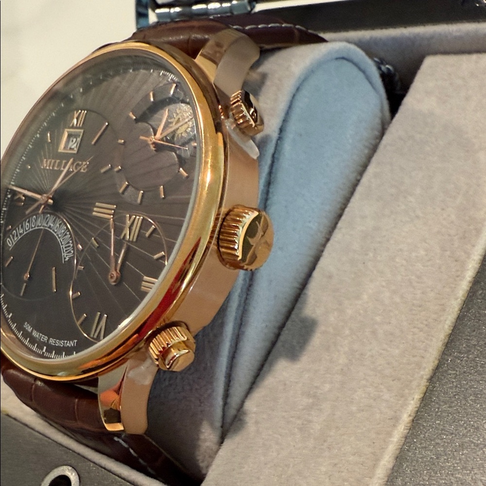 Millage Gold and Brown Chronograph Watch - Picture 5 of 11